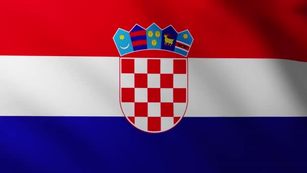 大的克罗地亚国旗背景在风中飘扬 波浪形飘扬 — 图库视频影像
