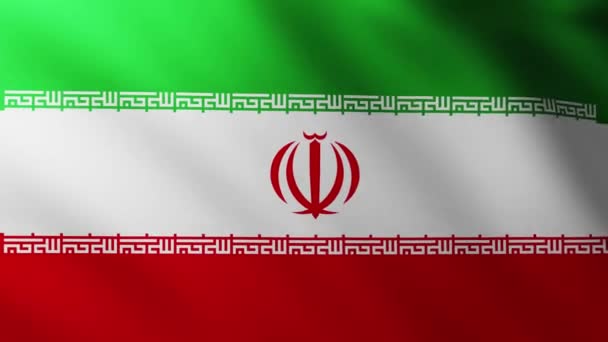 伊朗的大旗背景在风中飘扬 波浪形飘扬 — 图库视频影像