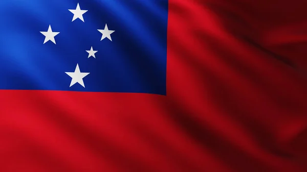 Large Samoan Flag background in the wind — Stock Photo, Image