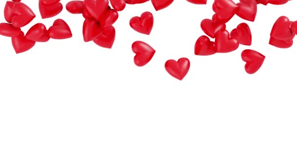 Μεγάλες Και Κόκκινες Γλυκές Καρδιές Που Γεμίζουν Την Οθόνη Λευκό — Αρχείο Βίντεο