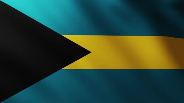 Stor Flagga Bahamas Bakgrund Fladdrar Vinden Med Våg Mönster — Stockvideo