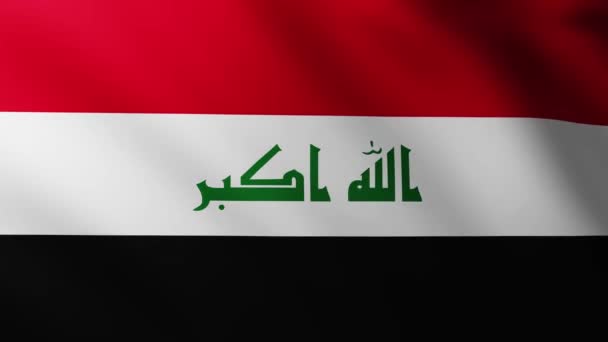 Large Flag Iraq Background Fluttering Wind Wave Patterns — Stock Video