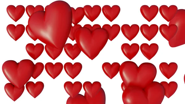 Gitter mit vielen großen roten Herzen im Durcheinander — Stockfoto