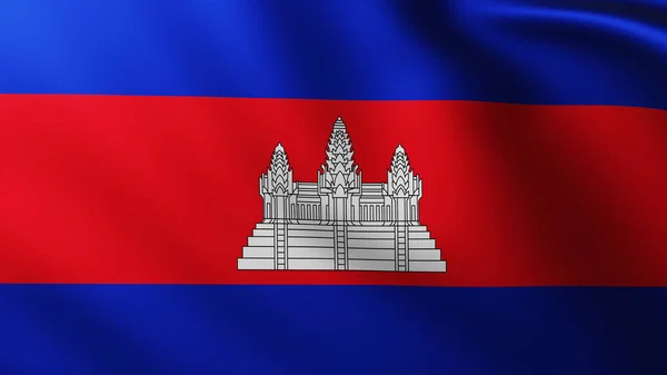 Gran fondo de la bandera de Camdodia en el viento —  Fotos de Stock