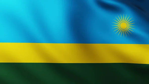 Bandeira grande de Ruanda fundo no vento — Fotografia de Stock