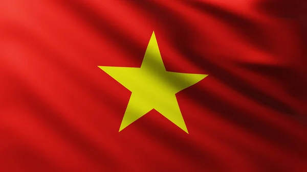 Große vietnamesische Flagge im Hintergrund im Wind — Stockfoto