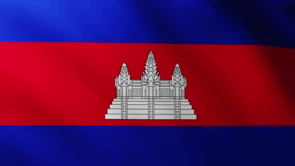 Large Cambodian Flag Background Fluttering Wind Wave Patterns — 비디오