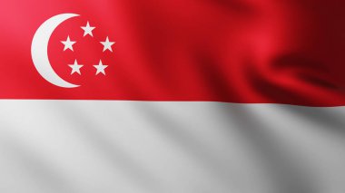 Rüzgarda Singapur 'un Büyük Bayrağı tam ekran arkaplanı 