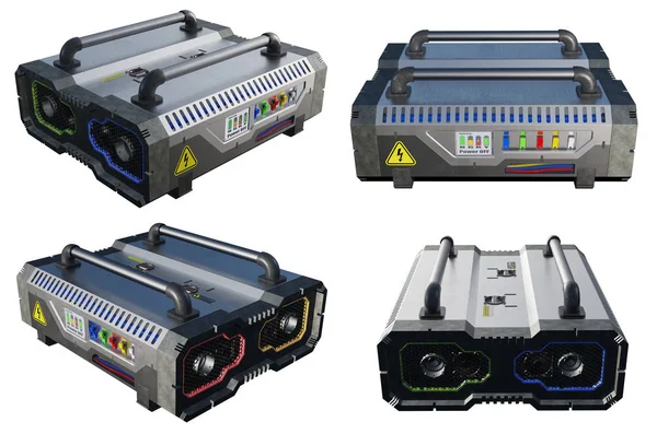 SciFi Electric Power Battery in 4 angles of view — Stock Photo, Image
