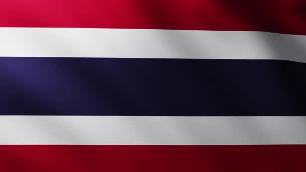 Duża Flaga Tajlandii Pełnoekranowe Tło Trzepotanie Wietrze Wzorami Fal — Wideo stockowe