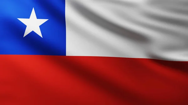 Grande bandeira chilena fundo de tela cheia no vento — Fotografia de Stock