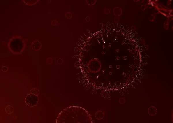 Stort coronavirus i ett ämne som blod med många andra suddiga — Stockfoto