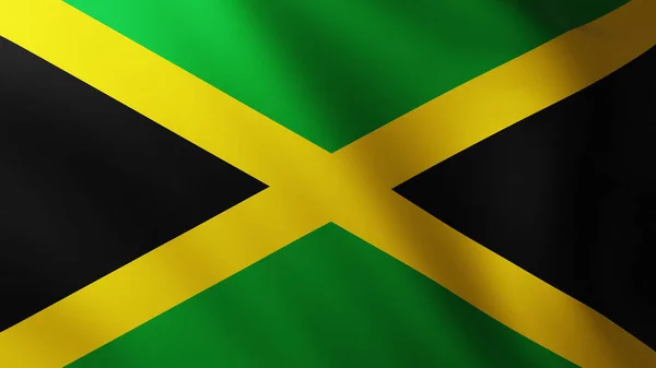 Gran Bandera de Jamaica fondo en el viento — Foto de Stock