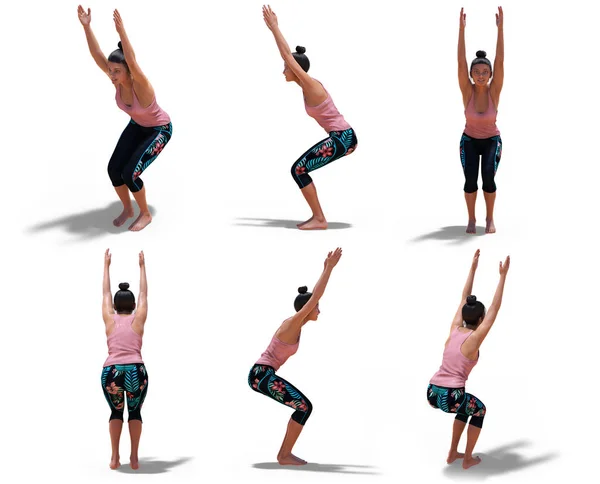 Silla Virtual Mujer en Yoga Pose con 6 ángulos de vista — Foto de Stock