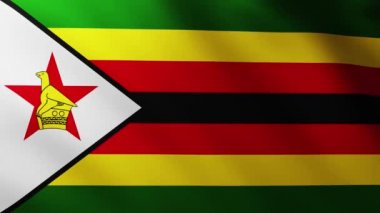 Büyük Zimbabwe bayrağı tam ekran arkaplan dalgalanması dalga desenleri ile rüzgarda