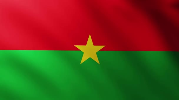 Duża Flaga Burkina Faso Pełnoekranowe Tło Trzepotanie Wietrze Wzorami Fal — Wideo stockowe