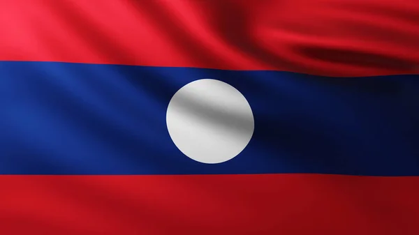 Large Flag of Laos fullscreen background in the wind — Stockfoto