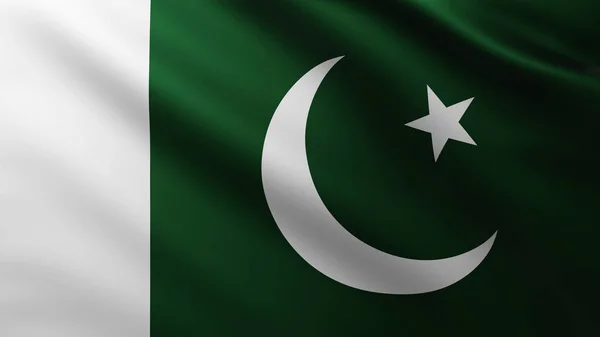 Large Flag of Pakistan fullscreen background in the wind — стокове фото