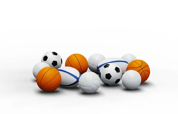 Vista de algumas bolas de desporto de equipa — Fotografia de Stock