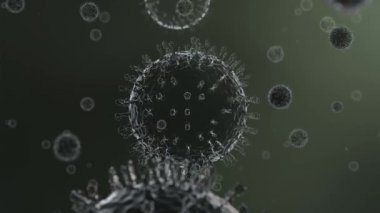 Kamera, büyük bir koronavirüsün diğer bulanık virüslerle birlikte sıvıya dönüşmesi için yerel olarak yavaş hareket ediyor.