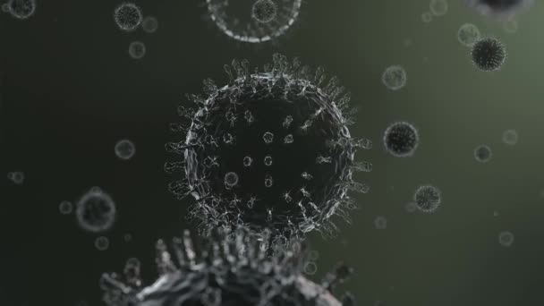 Kamera Büyük Bir Koronavirüsün Diğer Bulanık Virüslerle Birlikte Sıvıya Dönüşmesi — Stok video
