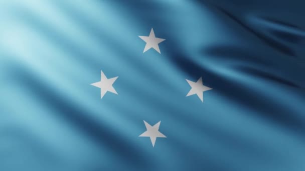 Gran Bandera Los Estados Federados Micronesia Fondo Ondeando Viento Con — Vídeos de Stock