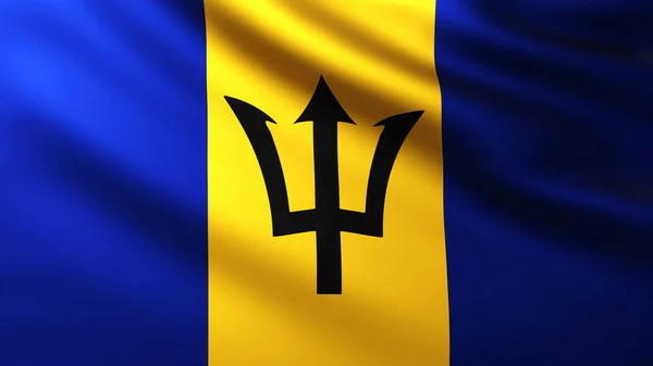 Bandeira Grande Barbados Fundo Vento Com Padrões Onda — Fotografia de Stock