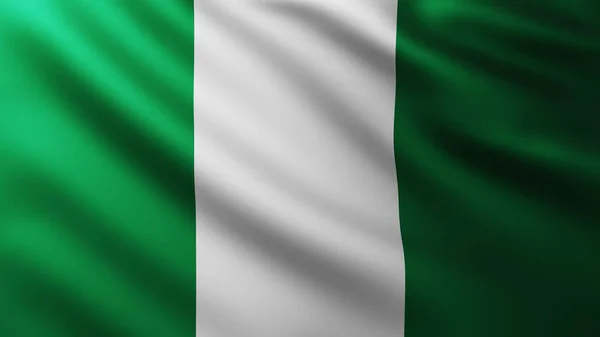 Large Nigerian Flag Fullscreen Background Wind Wave Patterns — Stock Photo, Image