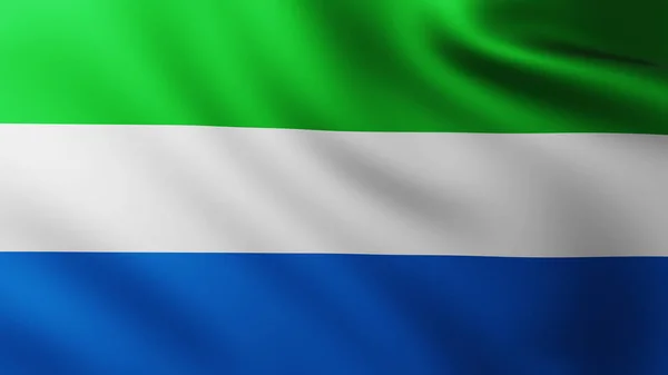 Большой Флаг Полноэкранного Фона Сьерра Леоне Ветру Волновыми Узорами — стоковое фото