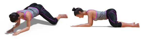 Front Och Vänster Profil Innehav Virtuell Kvinna Yoga Frog Pose — Stockfoto