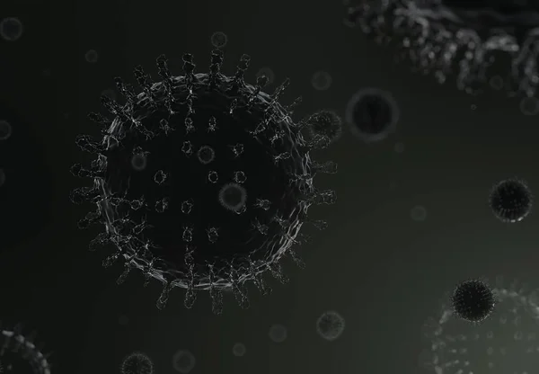 Duży Koronawirus Unoszący Się Substancji Mnóstwem Innych Niewyraźnych Wirusów — Zdjęcie stockowe