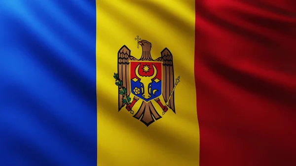 Grote Vlag Van Moldavië Fullscreen Achtergrond Wind Met Golfpatronen — Stockfoto