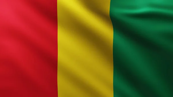 Gran Bandera Guinea Fondo Pantalla Completa Viento Con Patrones Olas — Foto de Stock
