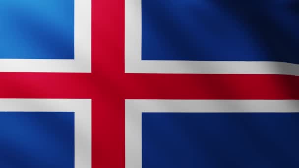 Gran Bandera Islandia Fondo Pantalla Completa Ondeando Viento Con Patrones — Vídeos de Stock