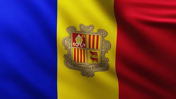 Bandeira Andorra Grande Fundo Vento Com Padrões Onda — Fotografia de Stock