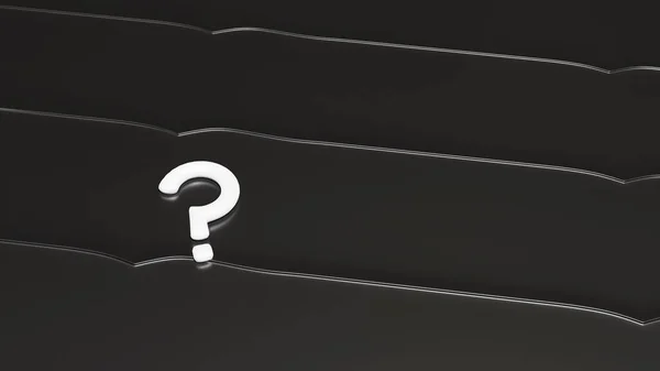 Only One White Question Mark Put Dark Grey Metallic Surface — Stock Photo, Image