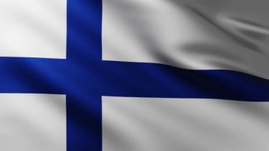 Büyük Finlandiya Bayrağı dalga desenleriyle rüzgarda dalgalanan tam ekran arkaplan