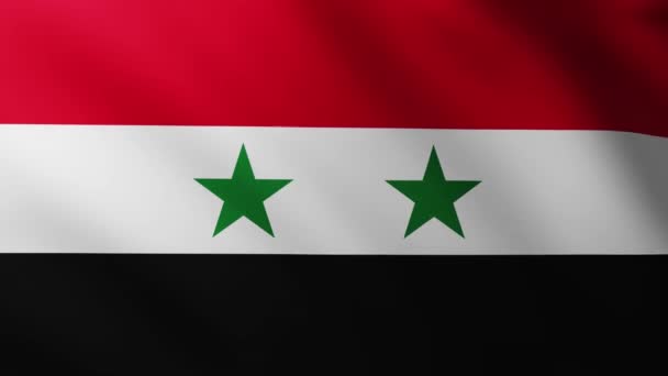Большой Флаг Сирии Полноэкранном Фоне Развевающемся Ветру Волновой Структурой — стоковое видео