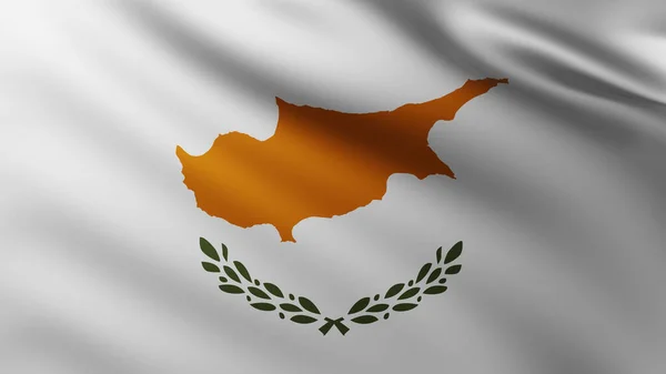 Stor Flagga Cypern Fullscreen Bakgrund Vinden Med Våg Mönster — Stockfoto