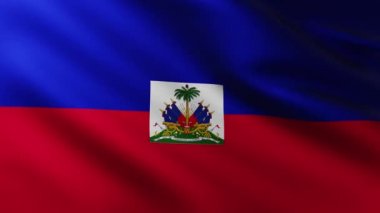 Büyük Haiti Bayrağı tam ekran arkaplan dalgalanması dalga desenleri ile rüzgarda