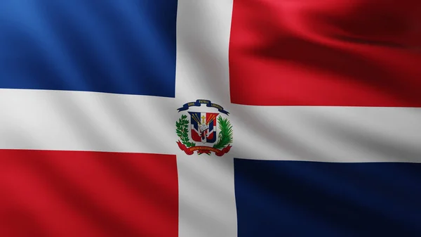 Велика Домініканська Республіка Прапор Повним Екраном Тлі Вітру Візерунками Хвиль — стокове фото