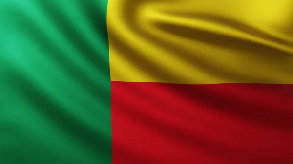 Grote Vlag Van Benin Fullscreen Achtergrond Wind Met Golfpatronen — Stockfoto