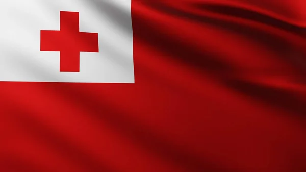 Большой Флаг Островов Тонга Широкоэкранным Фоном Ветру Волновыми Узорами — стоковое фото