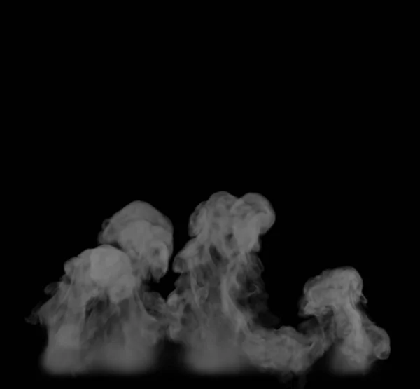 Einige Anfänge Von Hellgrauem Rauch Steigen Vor Schwarzem Hintergrund Auf — Stockfoto