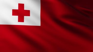 Tonga Adaları 'nın büyük bayrağı dalga desenleriyle rüzgarda dalgalanıyordu.