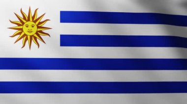 Büyük Uruguay Bayrağı dalga desenleriyle rüzgarda dalgalanan tam ekran arkaplan