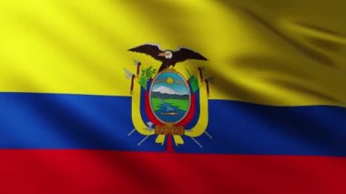 Büyük Ekvador Bayrağı dalga desenleriyle rüzgarda dalgalanan tam ekran arka plan