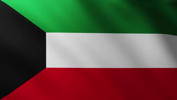 Bandera Grande Kuwait Fondo Pantalla Completa Ondeando Viento Con Patrones — Vídeos de Stock