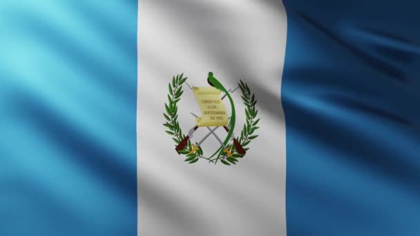 Large Flag Guatemala Fullscreen Background Fluttering Wind Wave Patterns — Stock Video