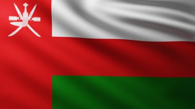 Umman 'ın Büyük Bayrağı dalga desenleriyle rüzgarda tam ekran arkaplan